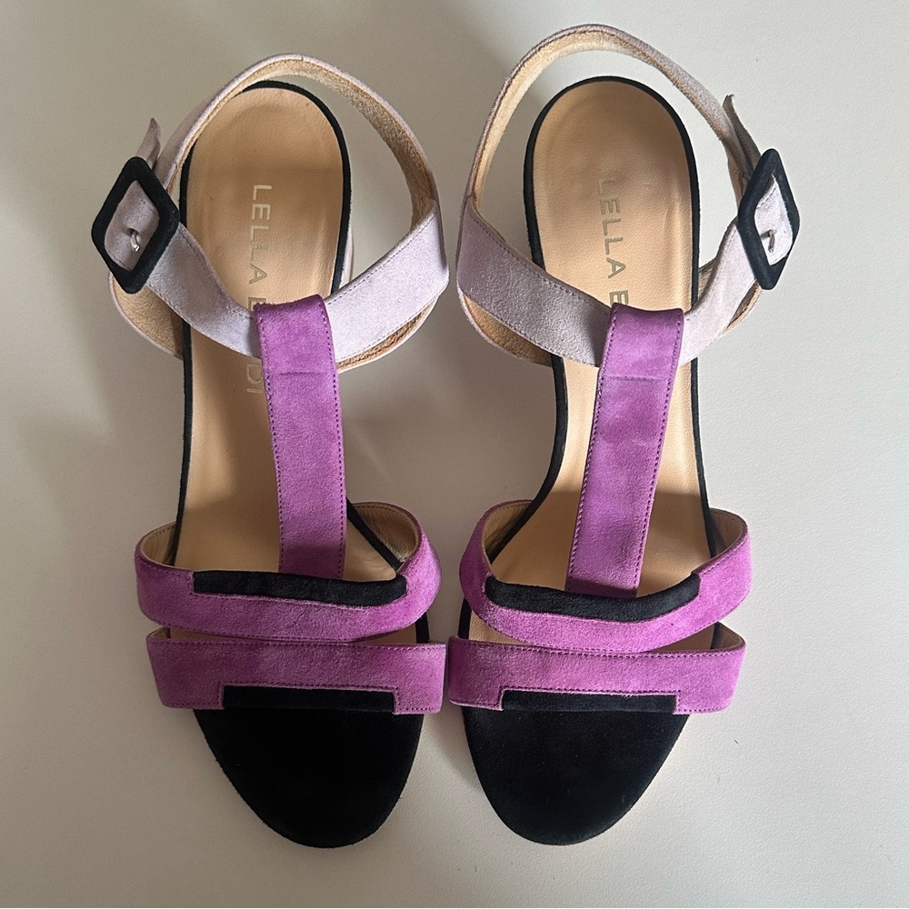 Lella Baldi *REAL ITALIAN LEATHER* Purple and Black Heels